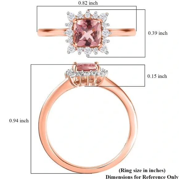 Blush Pink Apatite Halo Ring 14K Rose Gold over 925 Sterling Silver - Picture 13 of 14